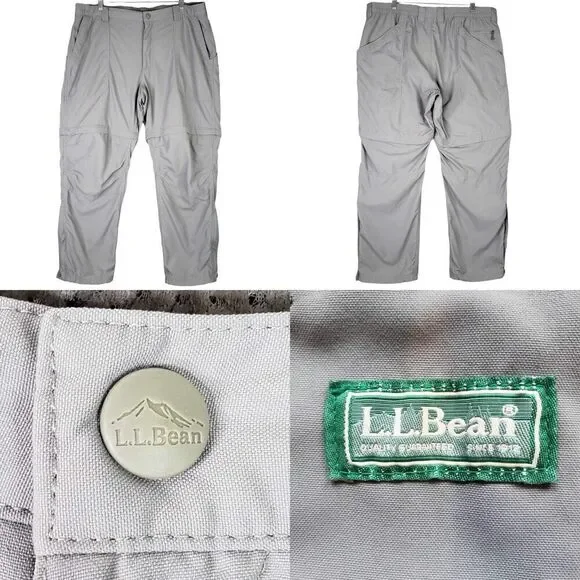 LL Bean Cargo Pants Mens XL Short Hiking Nylon Stretch Gray 40X30 Heavy Duty - Picture 1 of 14